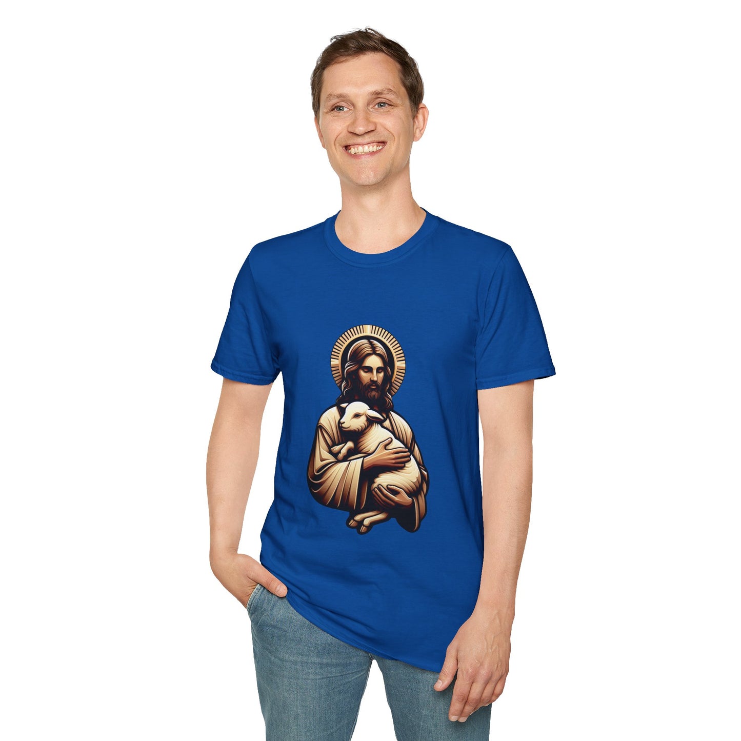 Jesus Christ and the Lamb T-Shirt | Unisex Softstyle - Biblical Prints