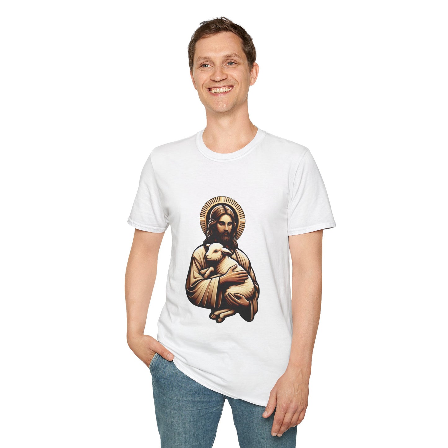 Jesus Christ and the Lamb T-Shirt | Unisex Softstyle - Biblical Prints