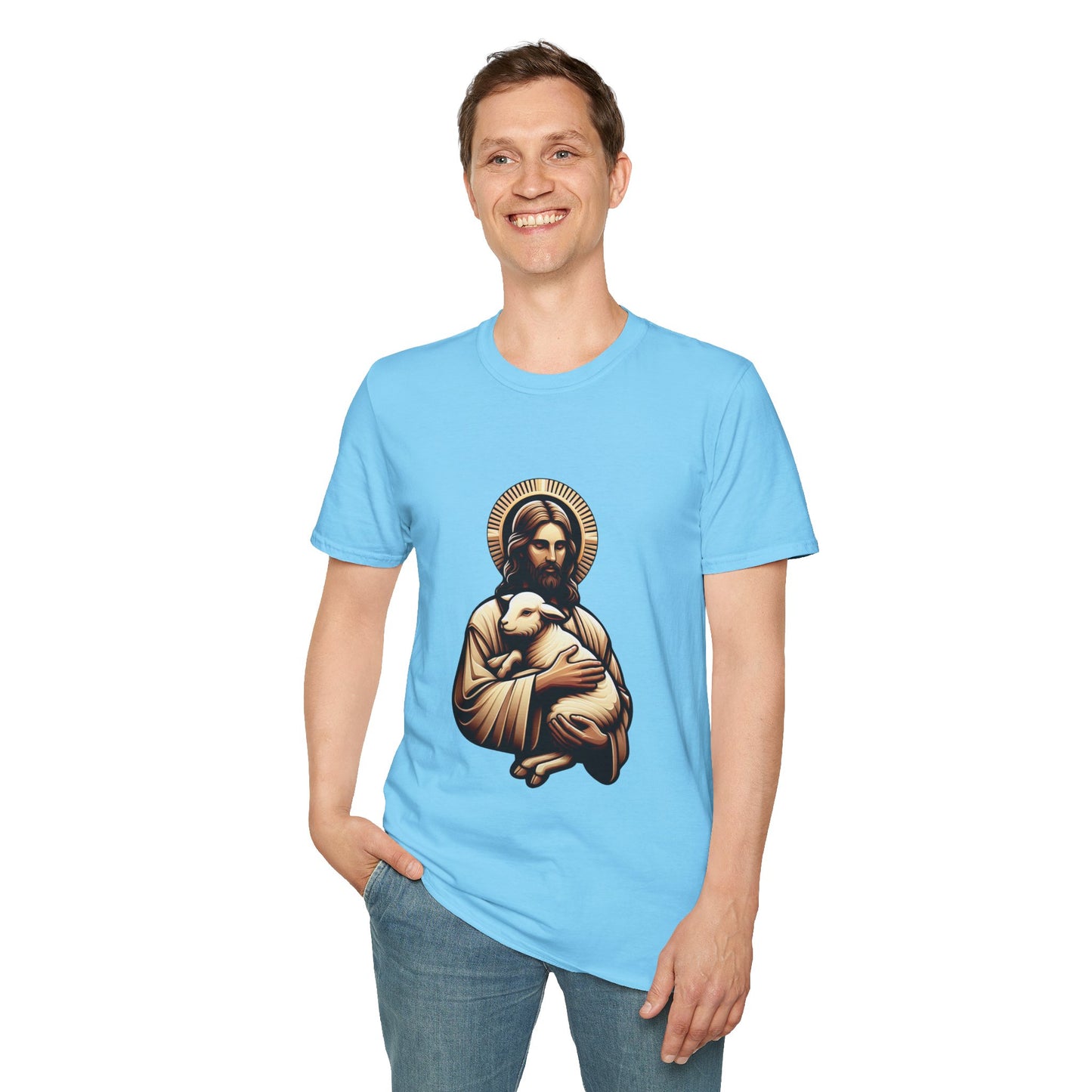 Jesus Christ and the Lamb T-Shirt | Unisex Softstyle - Biblical Prints