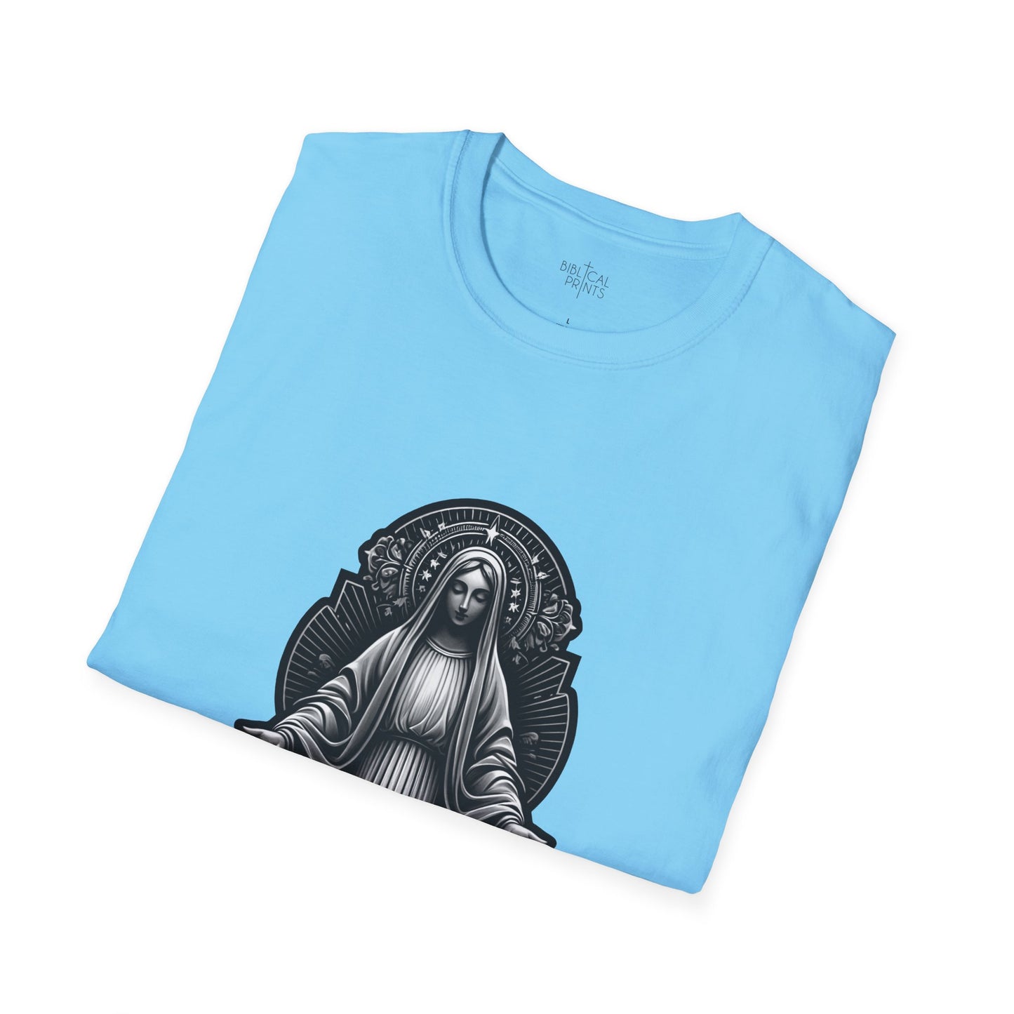 Holy Mary Black and White T-Shirt | Unisex Softstyle - Biblical Prints