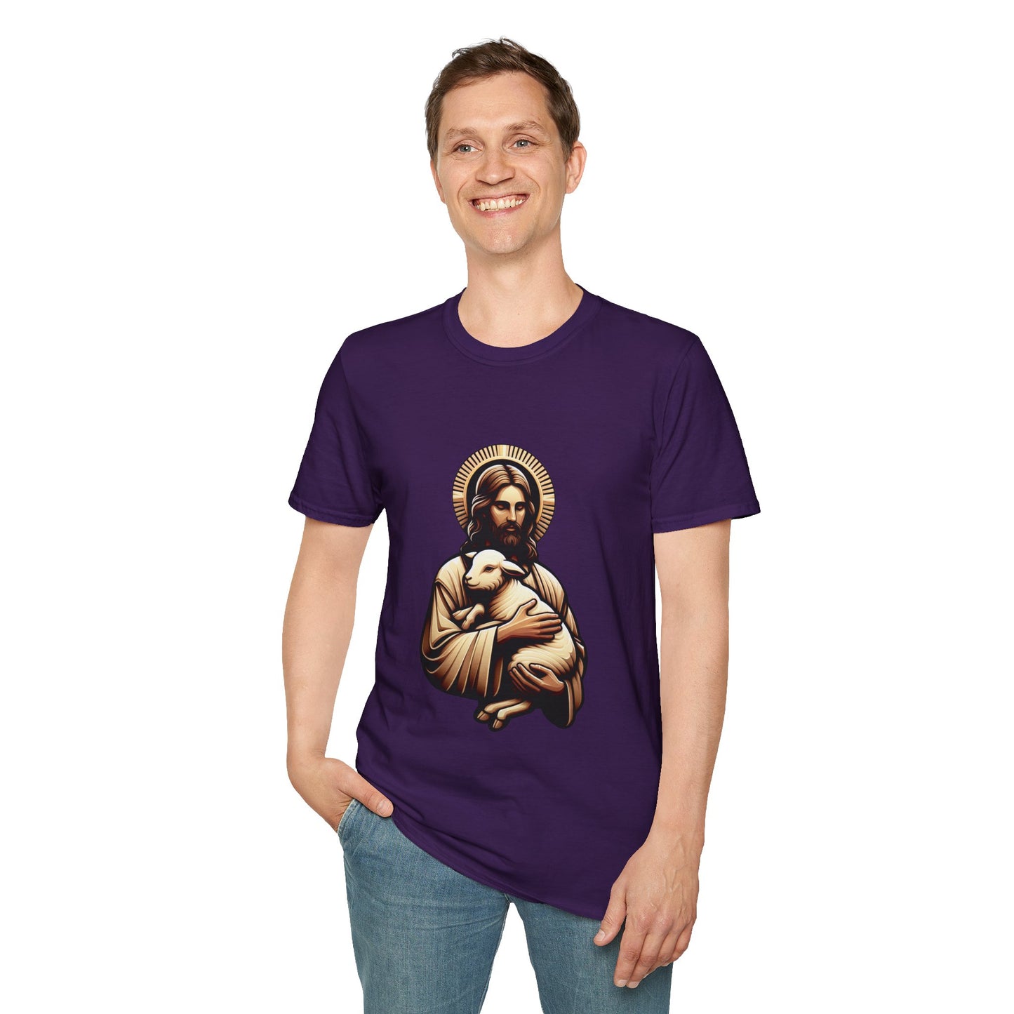 Jesus Christ and the Lamb T-Shirt | Unisex Softstyle - Biblical Prints