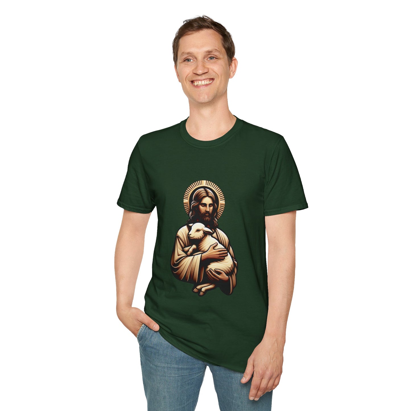 Jesus Christ and the Lamb T-Shirt | Unisex Softstyle - Biblical Prints