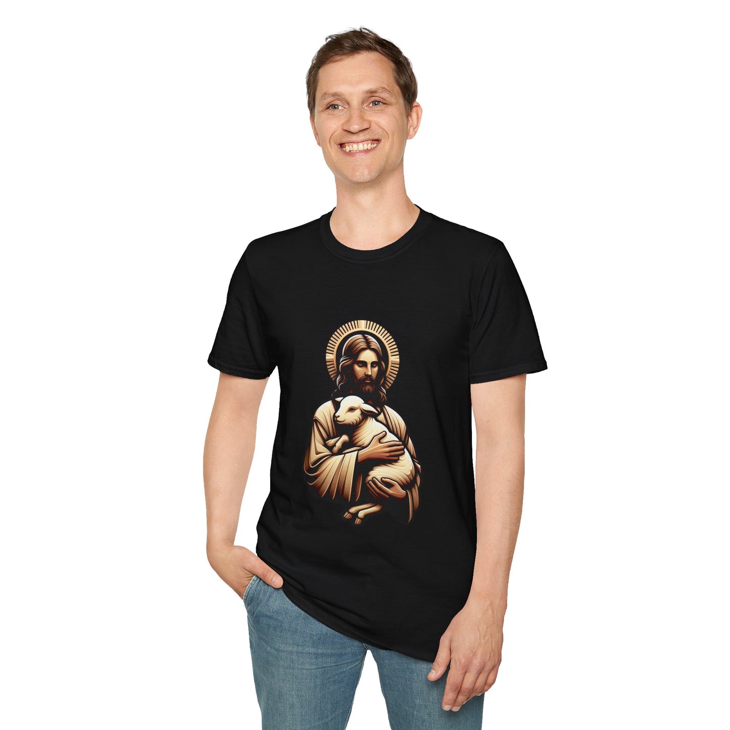 Jesus Christ and the Lamb T-Shirt | Unisex Softstyle - Biblical Prints