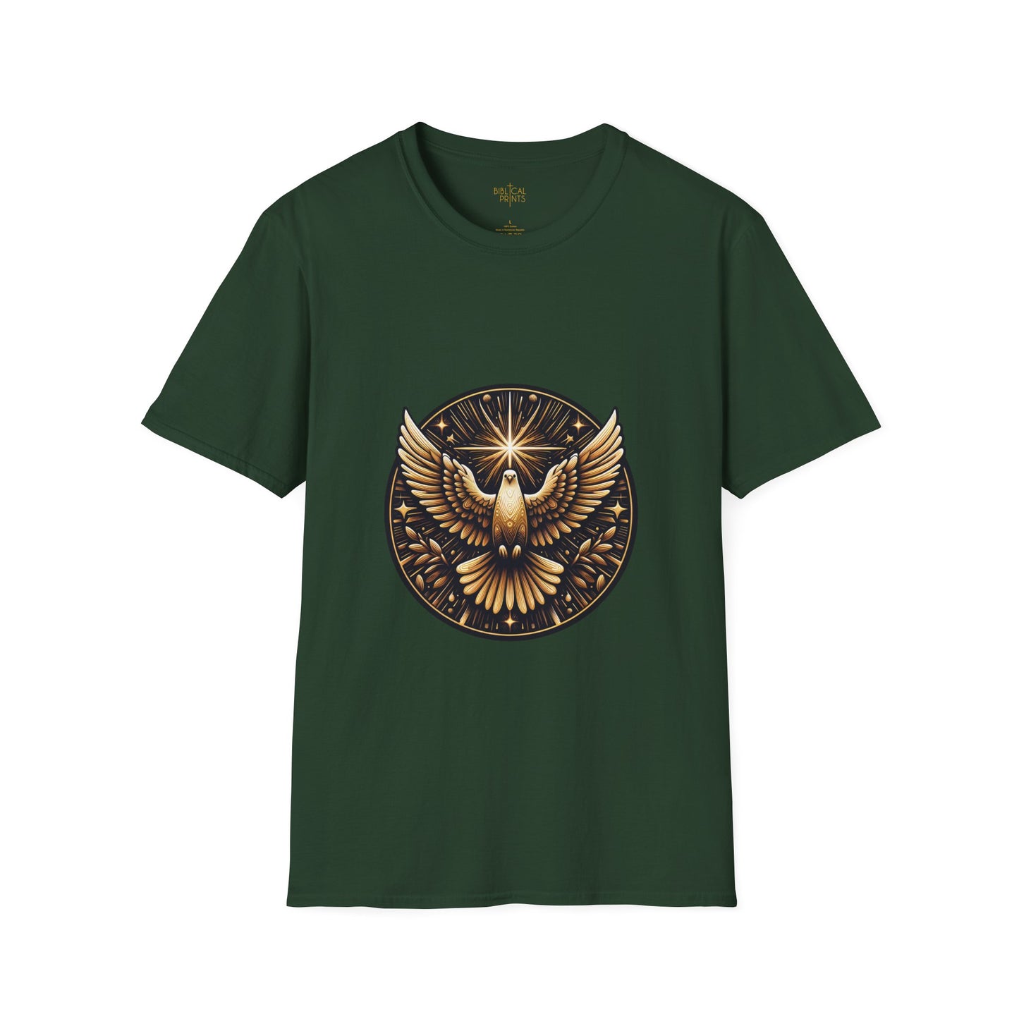 Holy Spirit Golden Dove T-Shirt | Unisex Softstyle - Biblical Prints