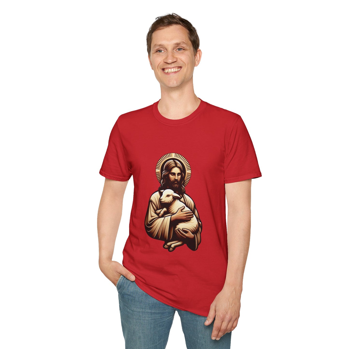 Jesus Christ and the Lamb T-Shirt | Unisex Softstyle - Biblical Prints