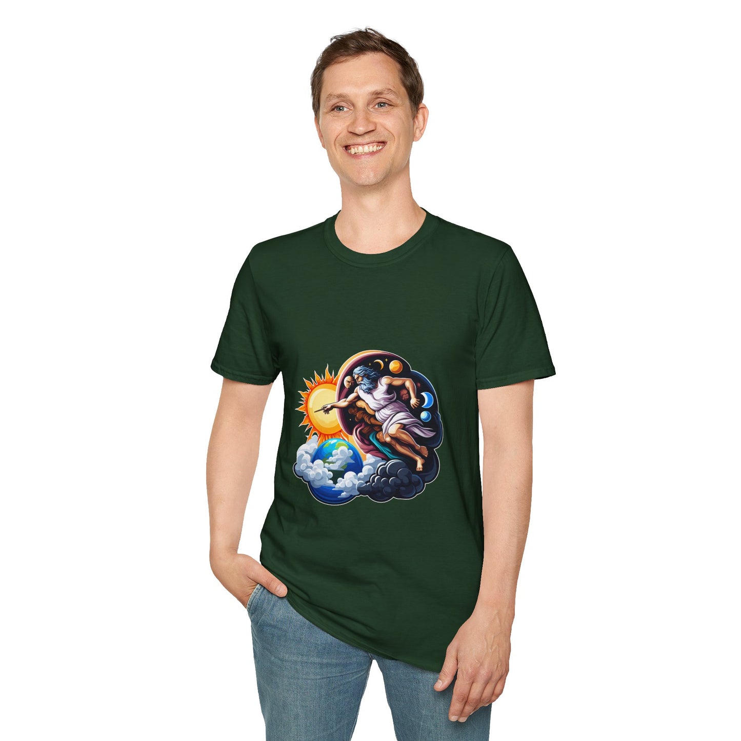 God creates Day and Night T-Shirt | Unisex Softstyle - Biblical Prints