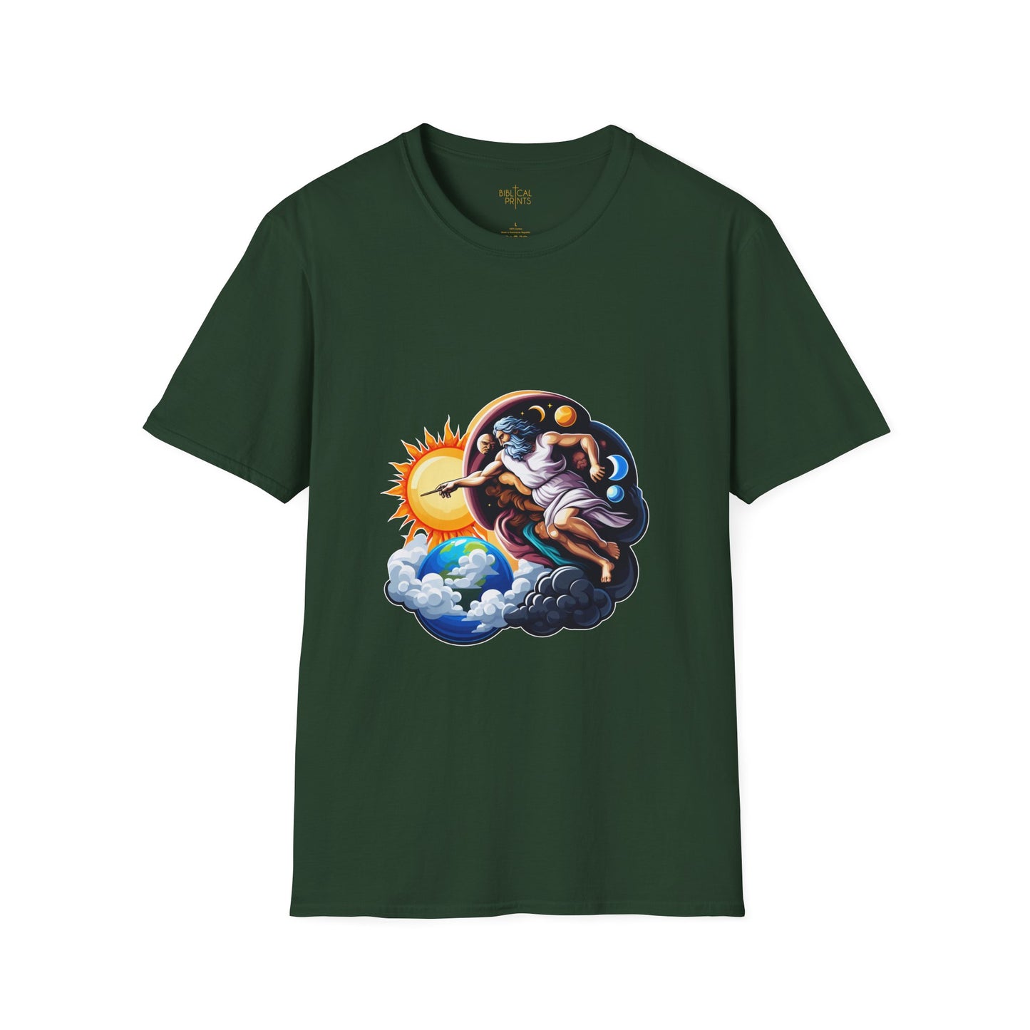 God creates Day and Night T-Shirt | Unisex Softstyle - Biblical Prints