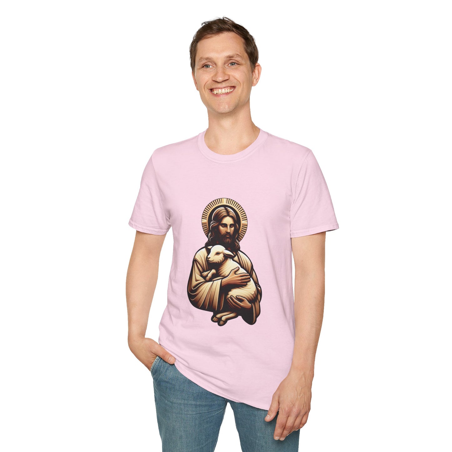 Jesus Christ and the Lamb T-Shirt | Unisex Softstyle - Biblical Prints