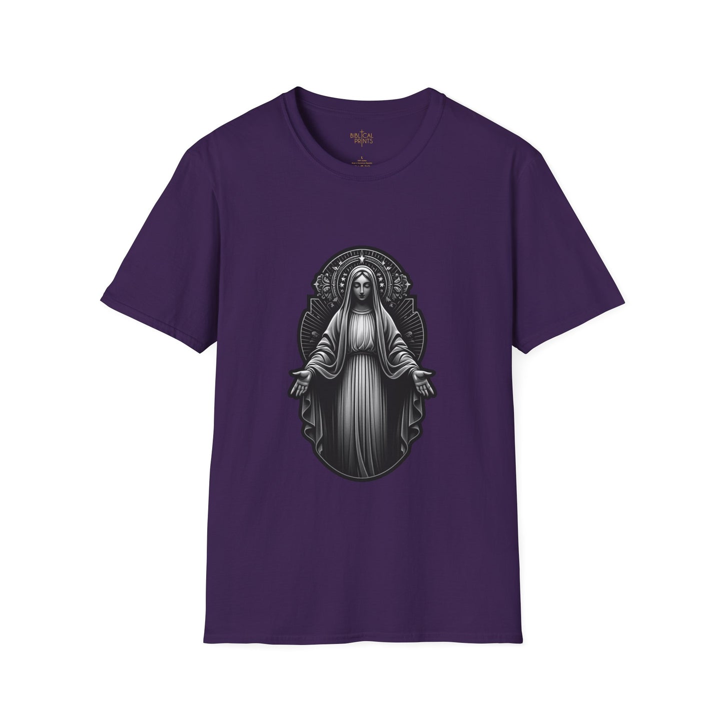 Holy Mary Black and White T-Shirt | Unisex Softstyle - Biblical Prints