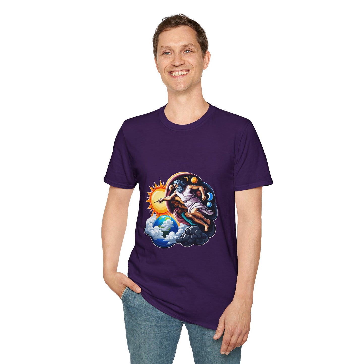 God creates Day and Night T-Shirt | Unisex Softstyle - Biblical Prints
