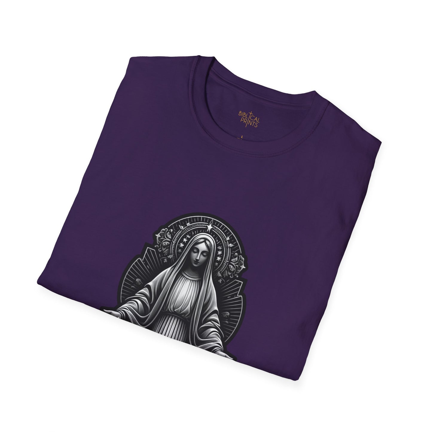 Holy Mary Black and White T-Shirt | Unisex Softstyle - Biblical Prints