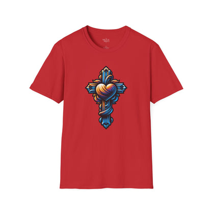 Christian cross with Heart T-Shirt | Unisex Softstyle - Biblical Prints