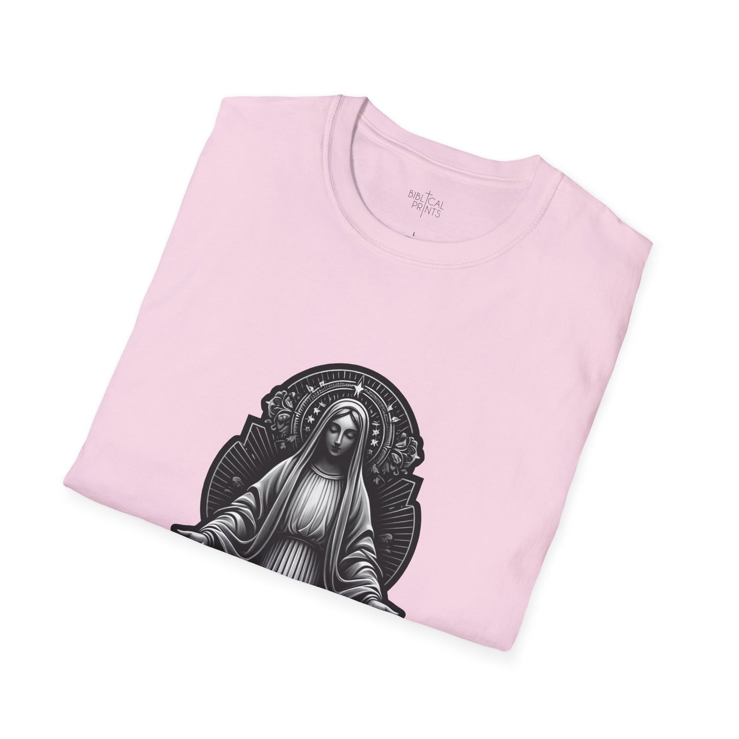 Holy Mary Black and White T-Shirt | Unisex Softstyle