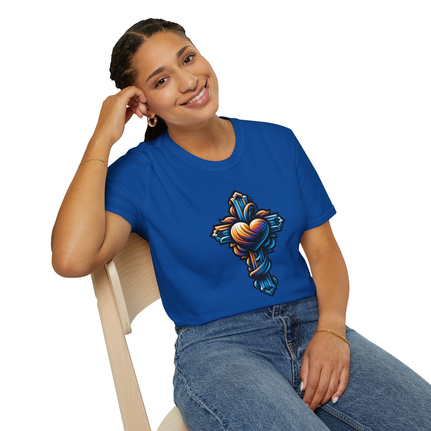 Christian cross with Heart T-Shirt | Unisex Softstyle - Biblical Prints