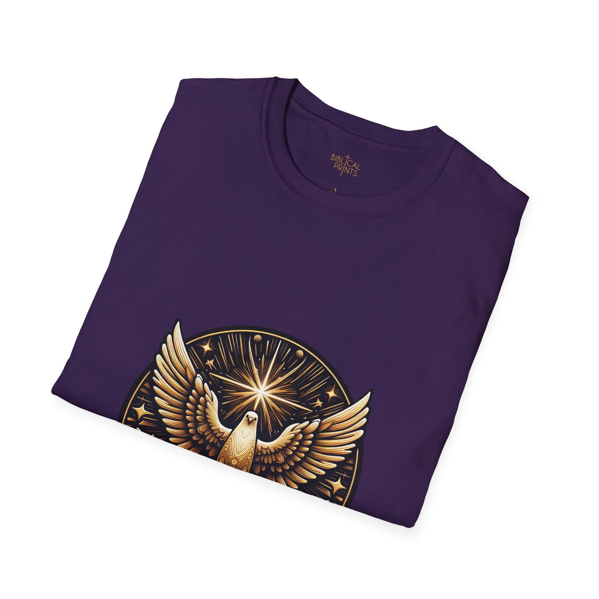 Holy Spirit Golden Dove T-Shirt | Unisex Softstyle - Biblical Prints