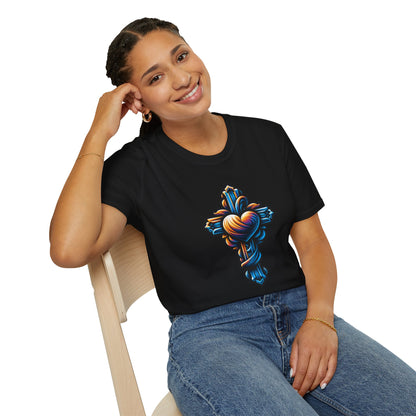 Christian cross with Heart T-Shirt | Unisex Softstyle - Biblical Prints