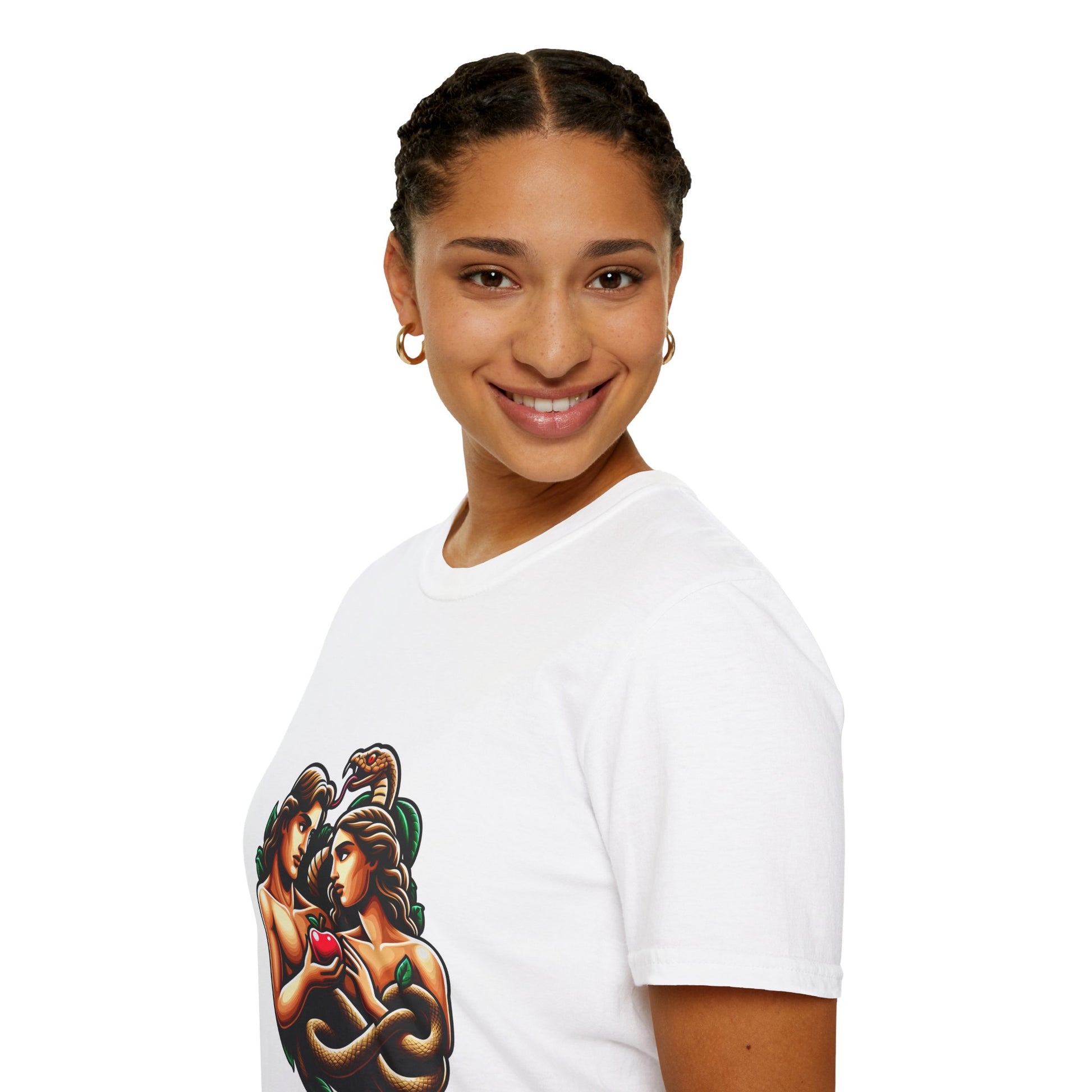 Adam and Eve next to the sin T-Shirt | Unisex Softstyle - Biblical Prints