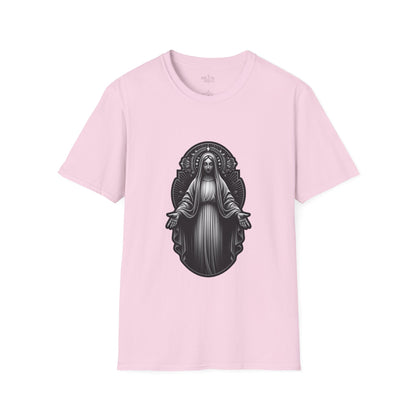 Holy Mary Black and White T-Shirt | Unisex Softstyle