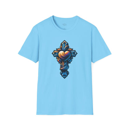 Christian cross with Heart T-Shirt | Unisex Softstyle - Biblical Prints