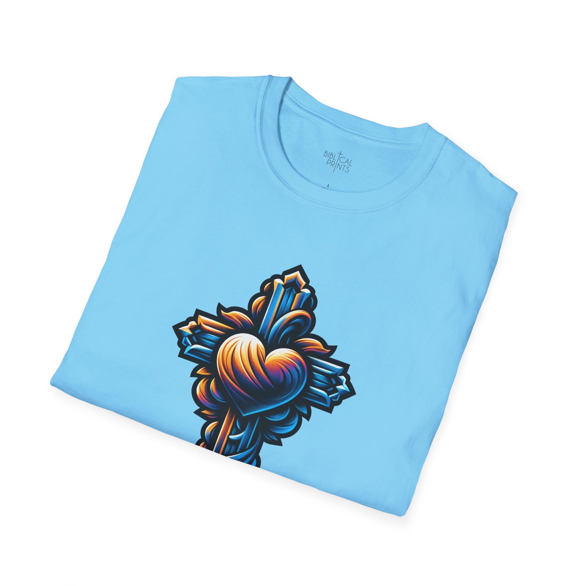 Christian cross with Heart T-Shirt | Unisex Softstyle - Biblical Prints