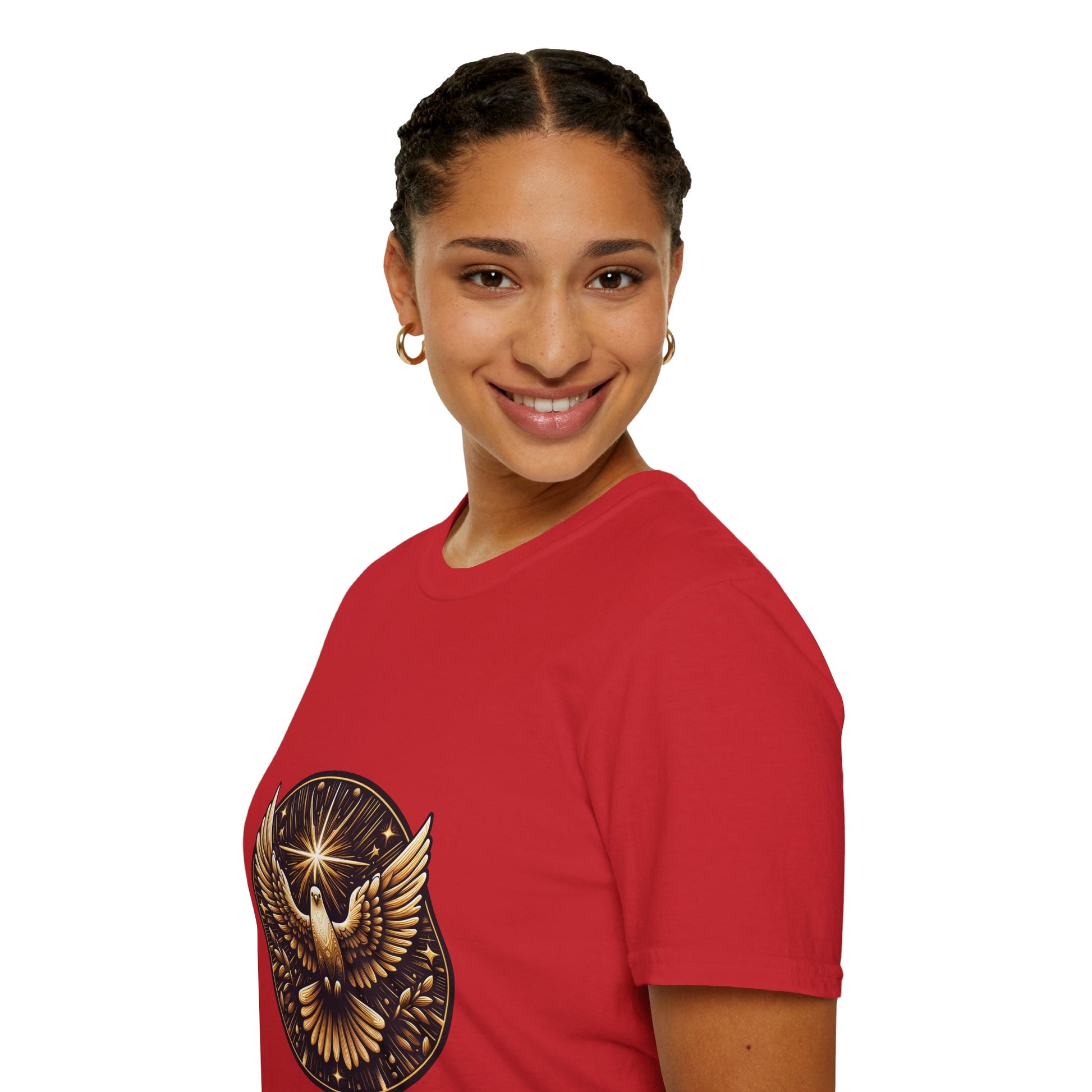 Holy Spirit Golden Dove T-Shirt | Unisex Softstyle - Biblical Prints