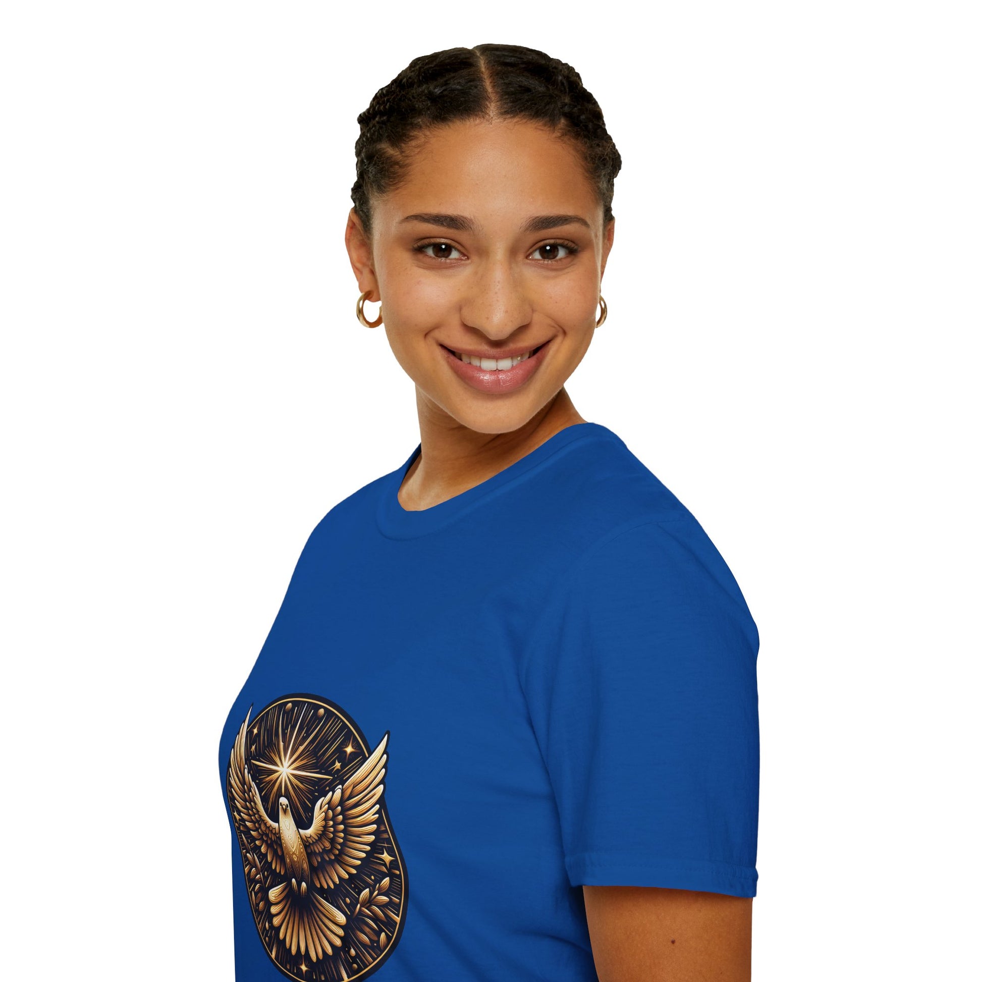 Holy Spirit Golden Dove T-Shirt | Unisex Softstyle - Biblical Prints