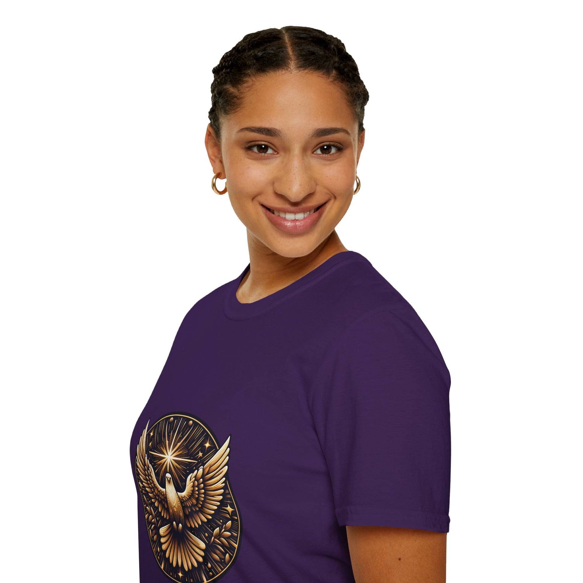 Holy Spirit Golden Dove T-Shirt | Unisex Softstyle - Biblical Prints