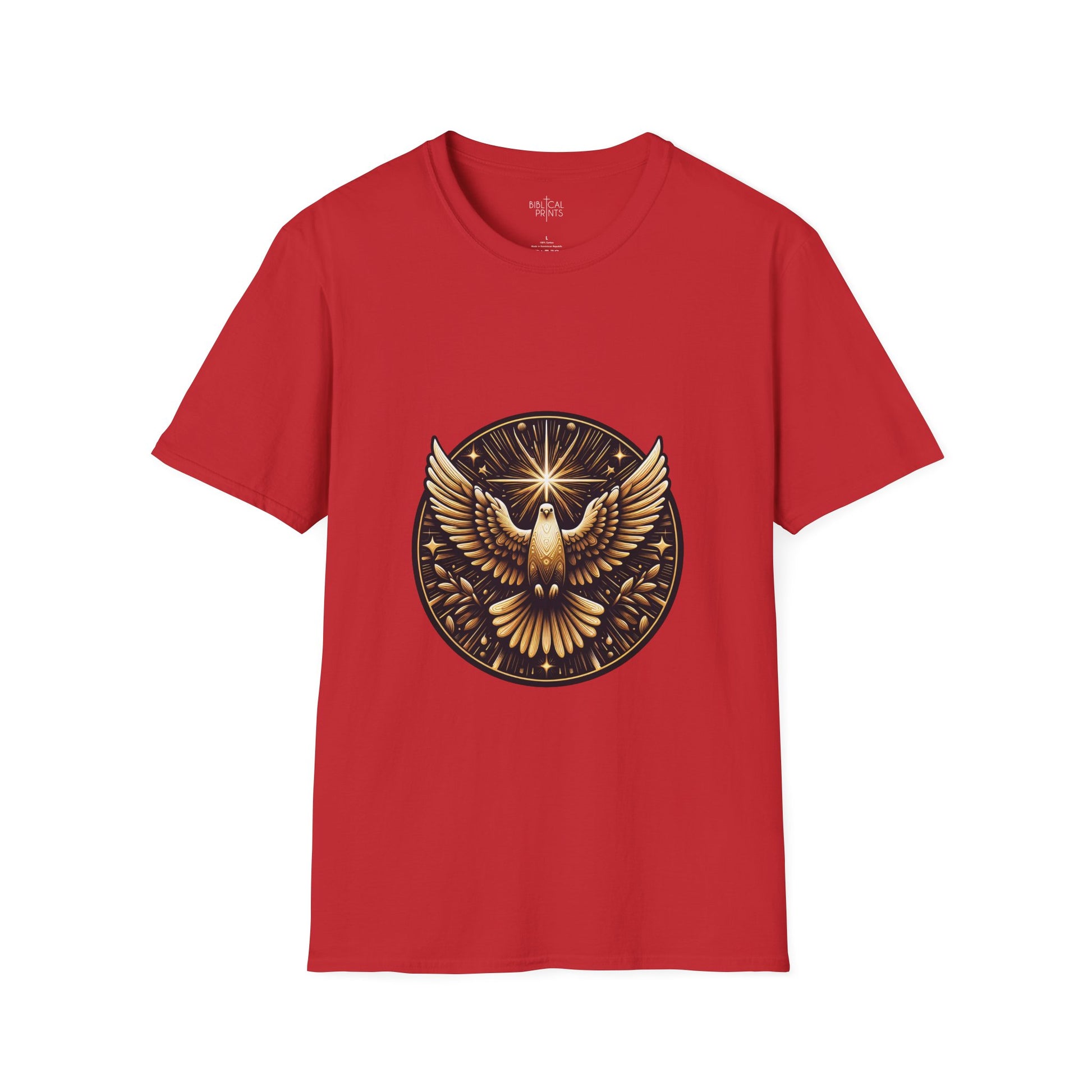 Holy Spirit Golden Dove T-Shirt | Unisex Softstyle - Biblical Prints
