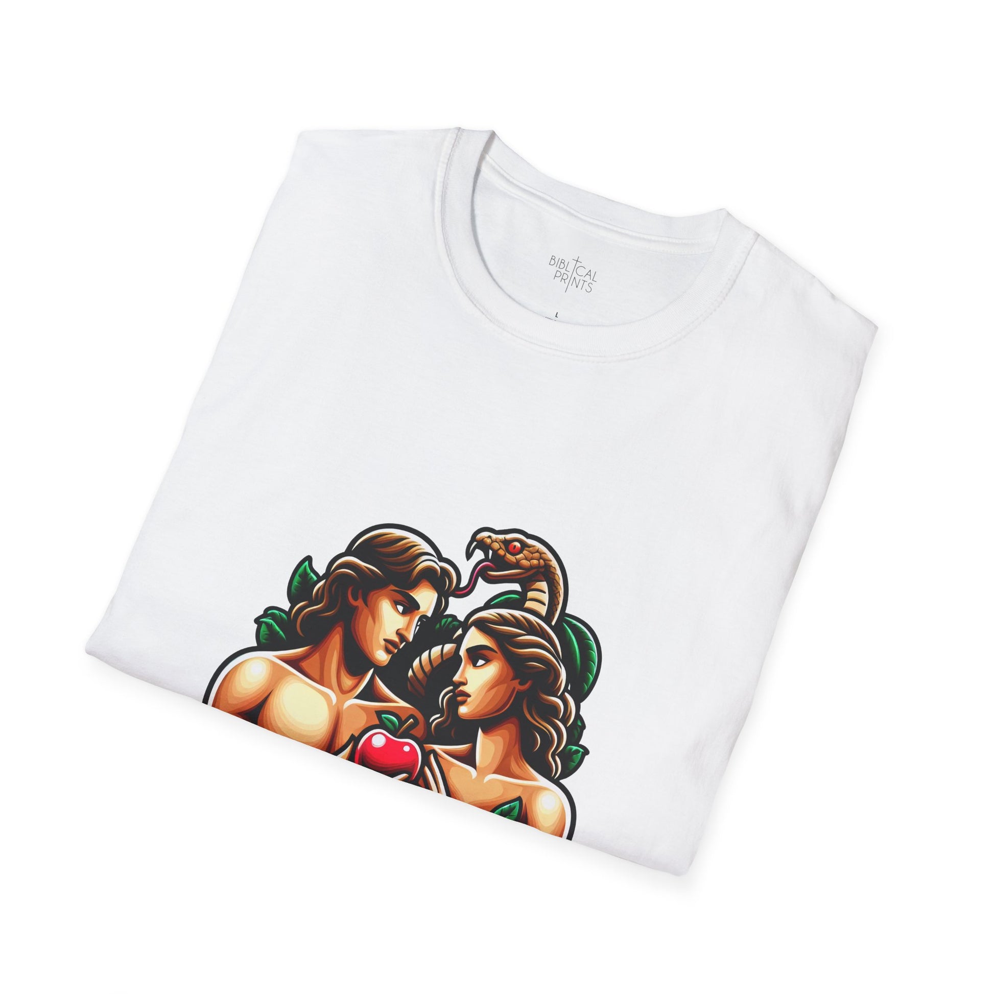 Adam and Eve next to the sin T-Shirt | Unisex Softstyle - Biblical Prints