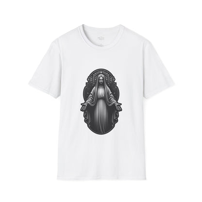 Holy Mary Black and White T-Shirt | Unisex Softstyle