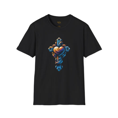 Christian cross with Heart T-Shirt | Unisex Softstyle - Biblical Prints