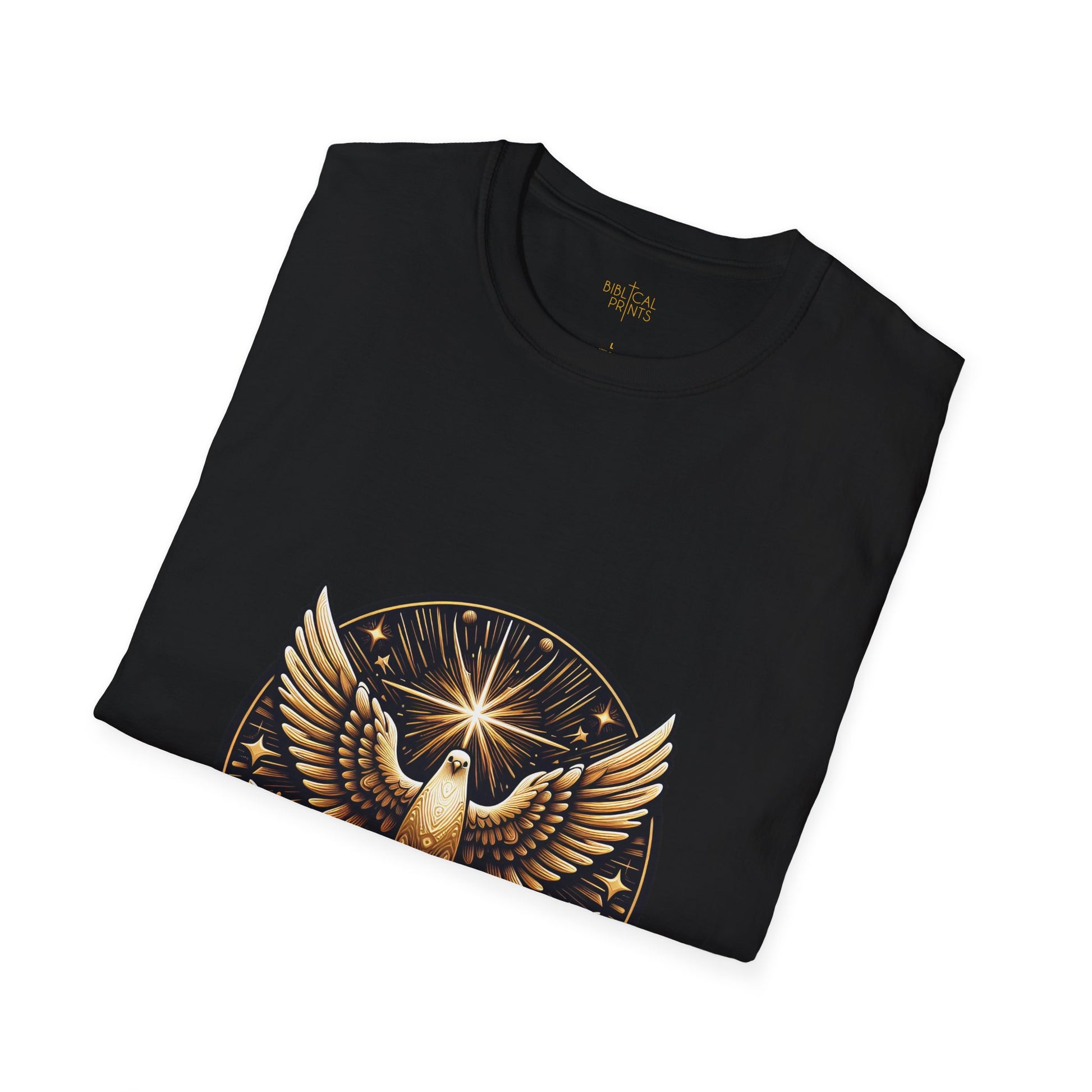 Holy Spirit Golden Dove T-Shirt | Unisex Softstyle - Biblical Prints
