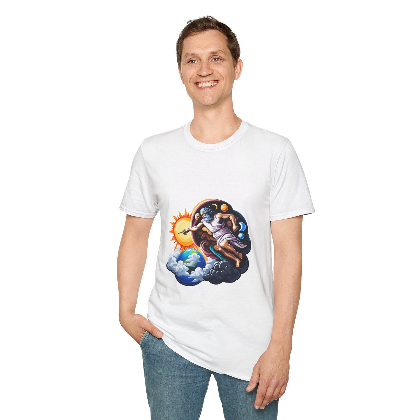 God creates Day and Night T-Shirt | Unisex Softstyle - Biblical Prints