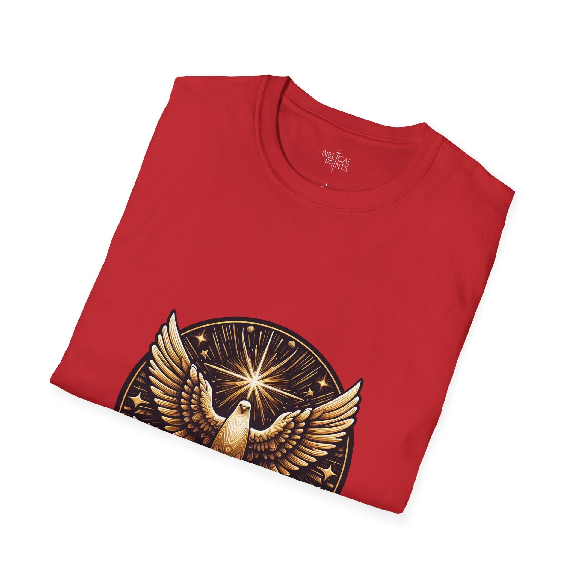 Holy Spirit Golden Dove T-Shirt | Unisex Softstyle - Biblical Prints