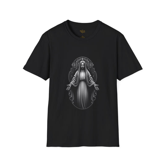 Holy Mary Black and White T-Shirt | Unisex Softstyle