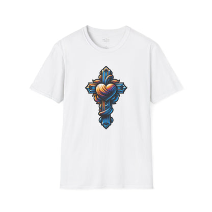 Christian cross with Heart T-Shirt | Unisex Softstyle - Biblical Prints