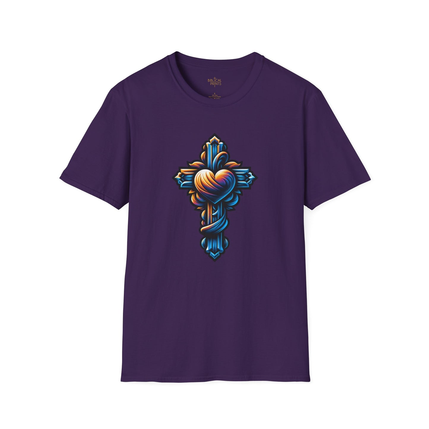 Christian cross with Heart T-Shirt | Unisex Softstyle - Biblical Prints