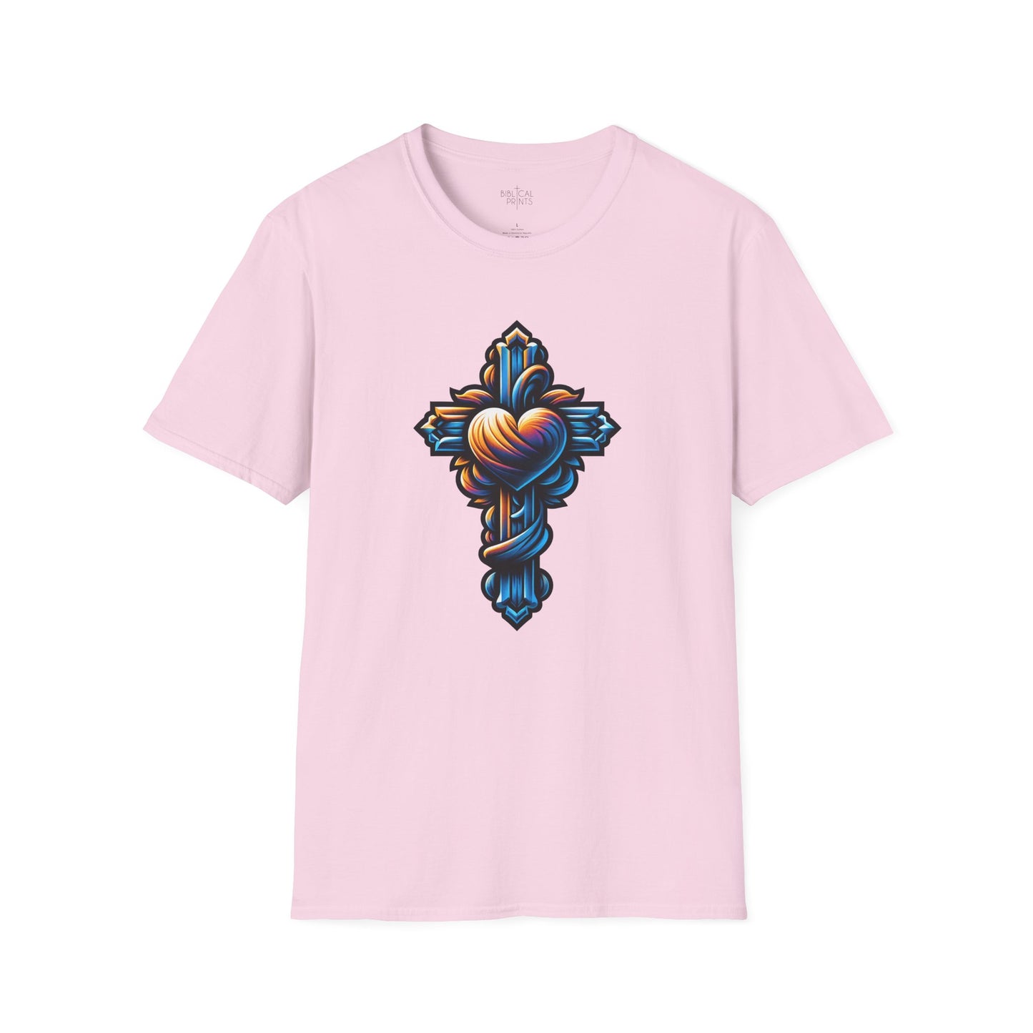 Christian cross with Heart T-Shirt | Unisex Softstyle - Biblical Prints
