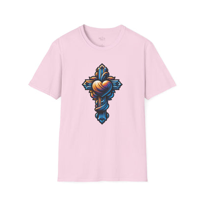 Christian cross with Heart T-Shirt | Unisex Softstyle - Biblical Prints