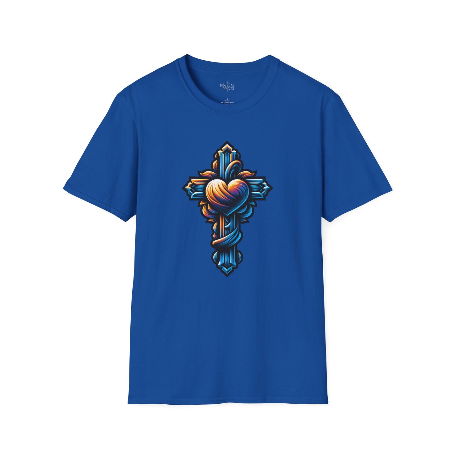 Christian cross with Heart T-Shirt | Unisex Softstyle - Biblical Prints