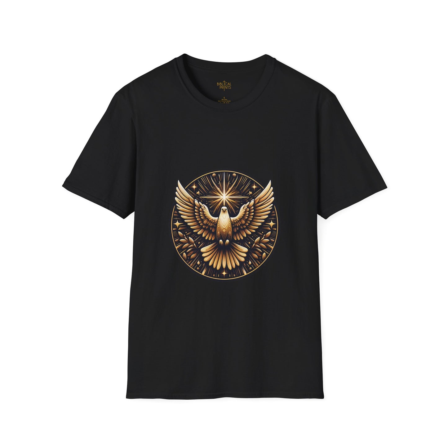 Holy Spirit Golden Dove T-Shirt | Unisex Softstyle - Biblical Prints