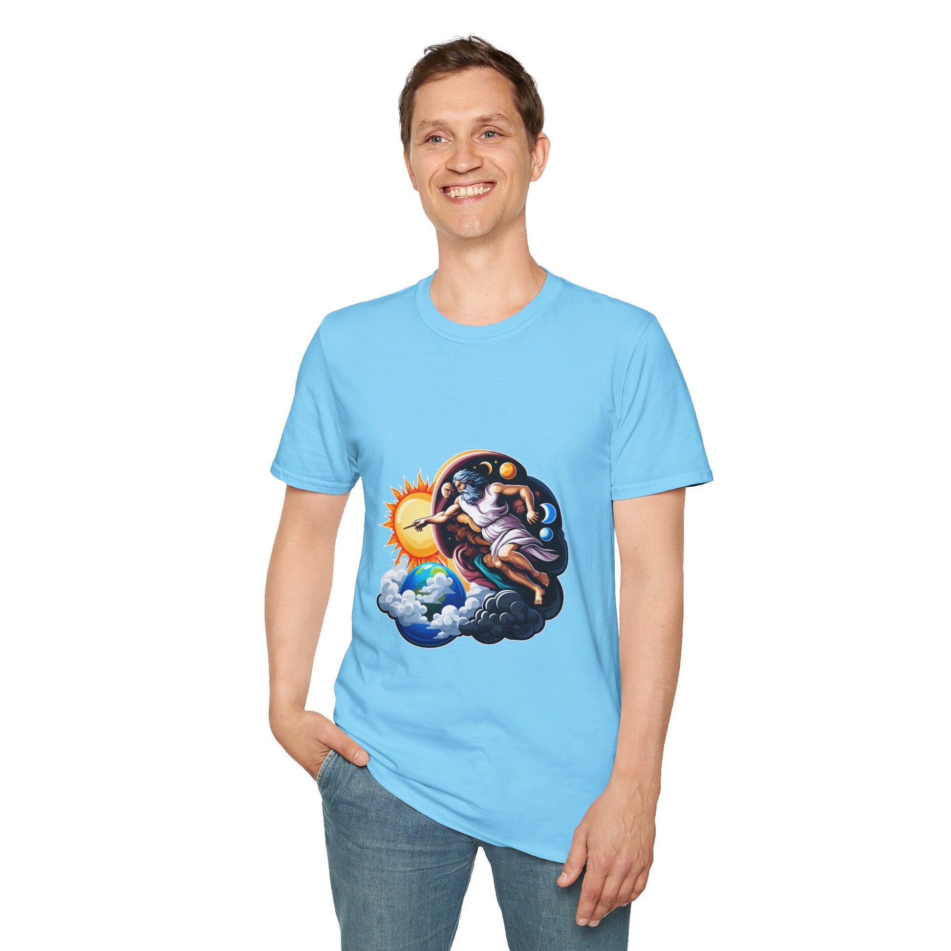 God creates Day and Night T-Shirt | Unisex Softstyle - Biblical Prints